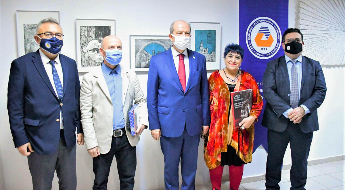 Contemporary Engravings of Famagusta Exhibition Titled ‘Confrontation’ Inaugurated in EMU by President Ersin Tatar