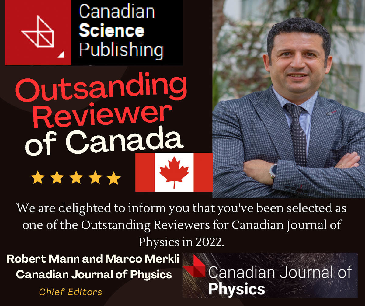 DAÜ Fizik Bölümü Öğretim Üyesi Prof. Dr. İzzet Sakallı’ya Kanada’dan Üstün Hakem Ödülü